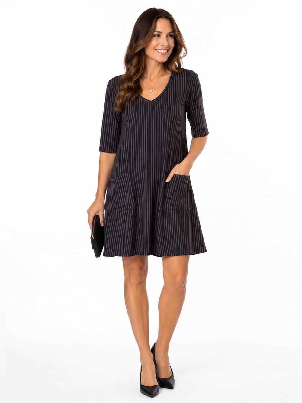 Blue Sky ($79) Striped Bamboo/Modal Dress With Pockets - PTP 20